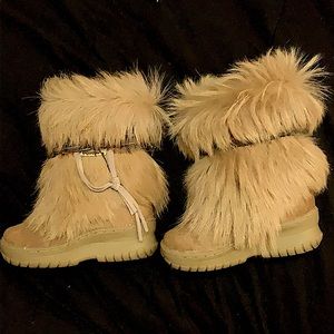 Bear paw girl goat fur calf skin winter boots